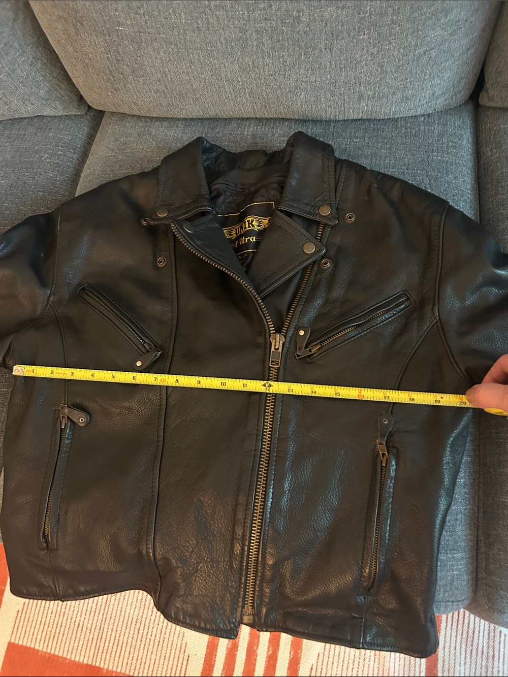 Unik Black Leather Biker Jacket - Picture 5 of 7